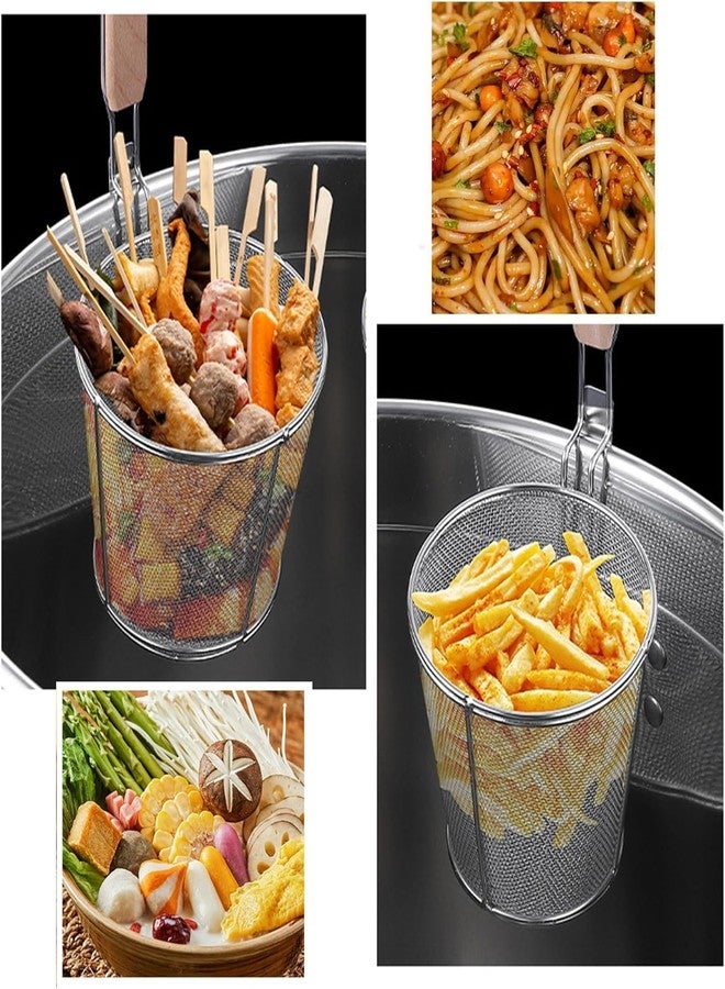 OlRADA Stainless Steel Pasta and Noodle Strainer Basket | Micro-Perforated Mesh Design with Sturdy Wooden Handle | Quick Drying Anti-Corrosion Spider Drainer 1Pcs (12inch) - Image 5